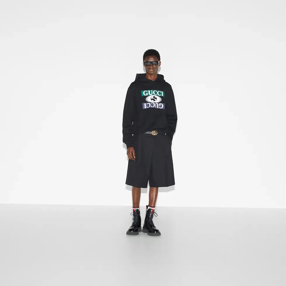 GUCCI || Cotton Jersey Hooded Sweatshirt Hoodie In Black