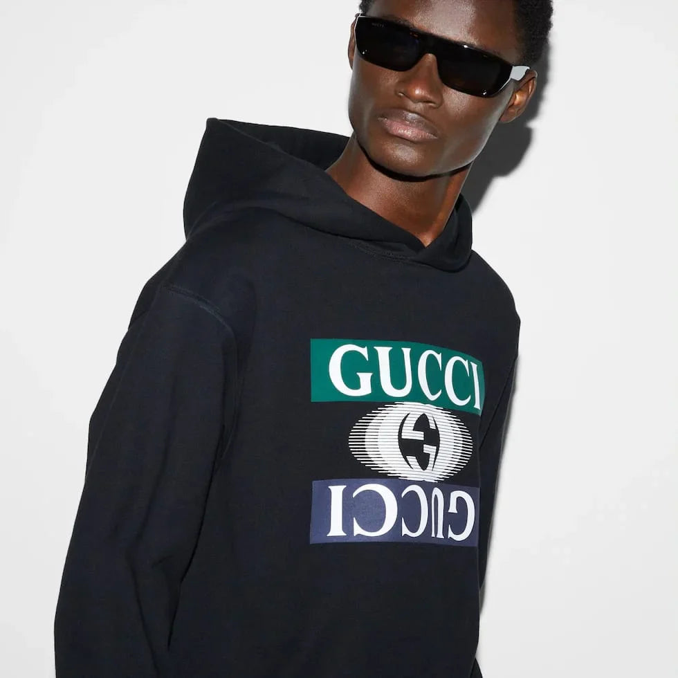 GUCCI || Cotton Jersey Hooded Sweatshirt Hoodie In Black