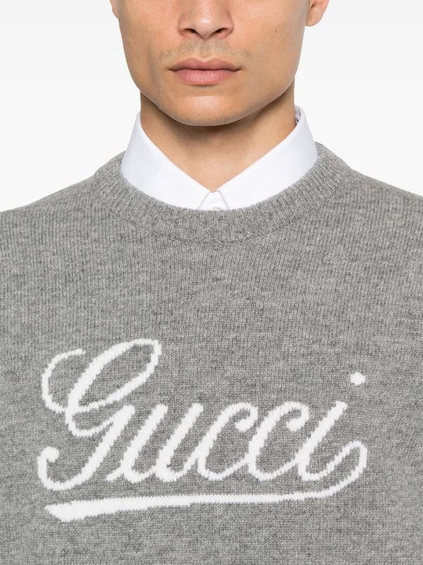 GUCCI || WOOL SWEATER WITH GUCCI INTARSIA KNITEDWEAR FOR MEN