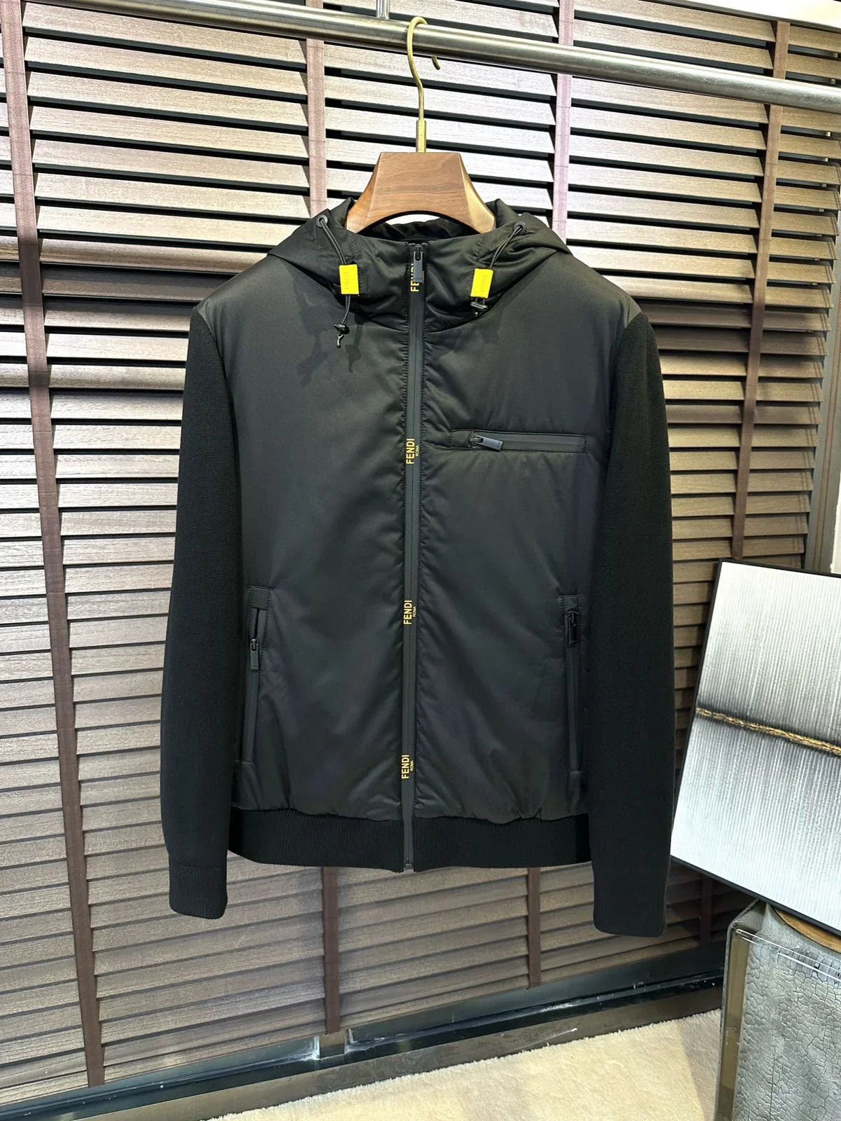 FENDI || Men's Black Technical Ski Hood Jacket