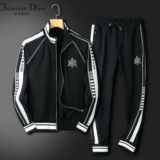 CHRISTIAN DIOR || DIOR Contrast Logo Taping Black Tracksuit