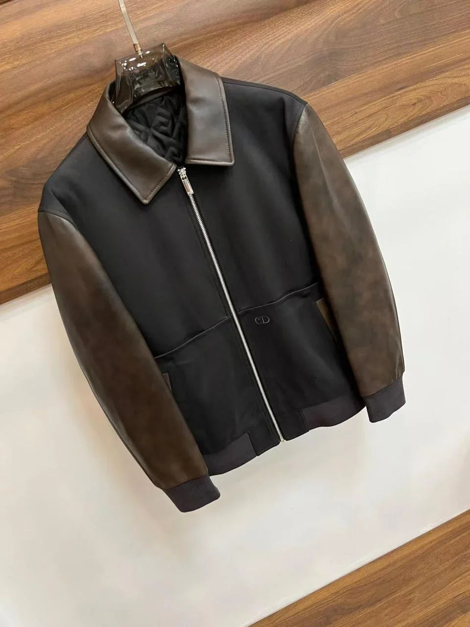 CHRISTIAN DIOR || Varsity Leather Regular Fit Biker Jacket