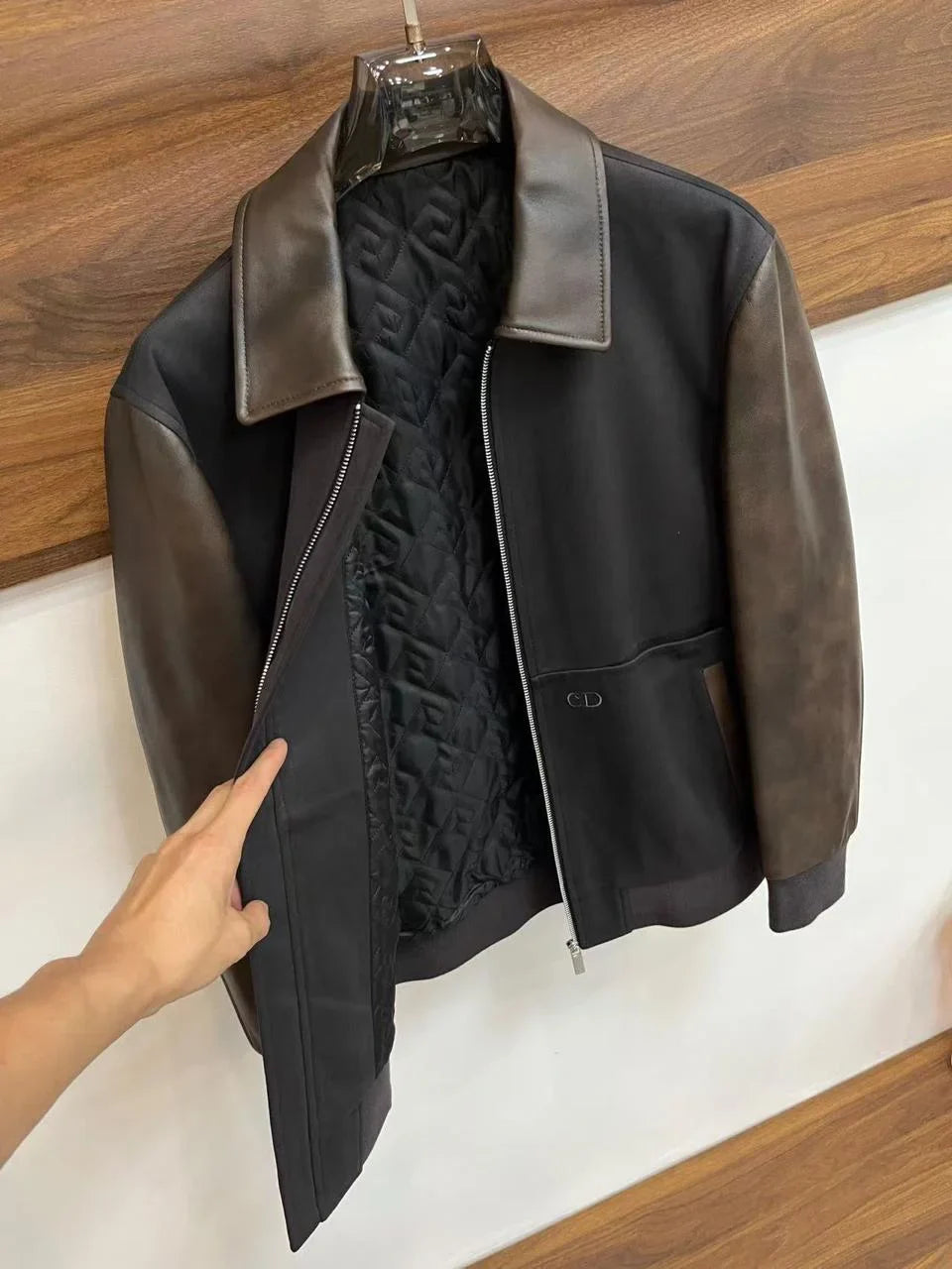 CHRISTIAN DIOR || Varsity Leather Regular Fit Biker Jacket