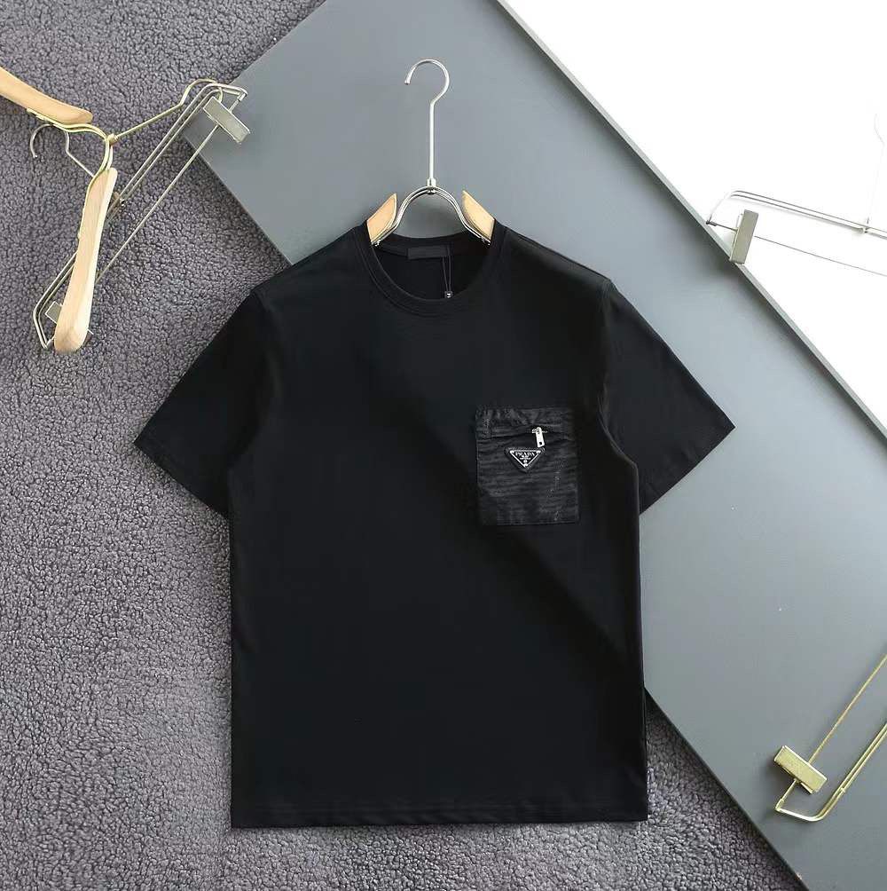 PRADA || Triangle Metal Logo Re-Nylon And Jersey T-shirt