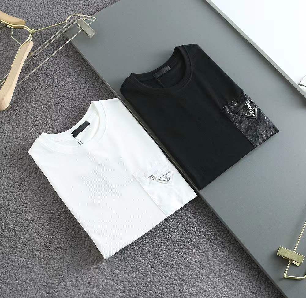 PRADA || Triangle Metal Logo Re-Nylon And Jersey T-shirt