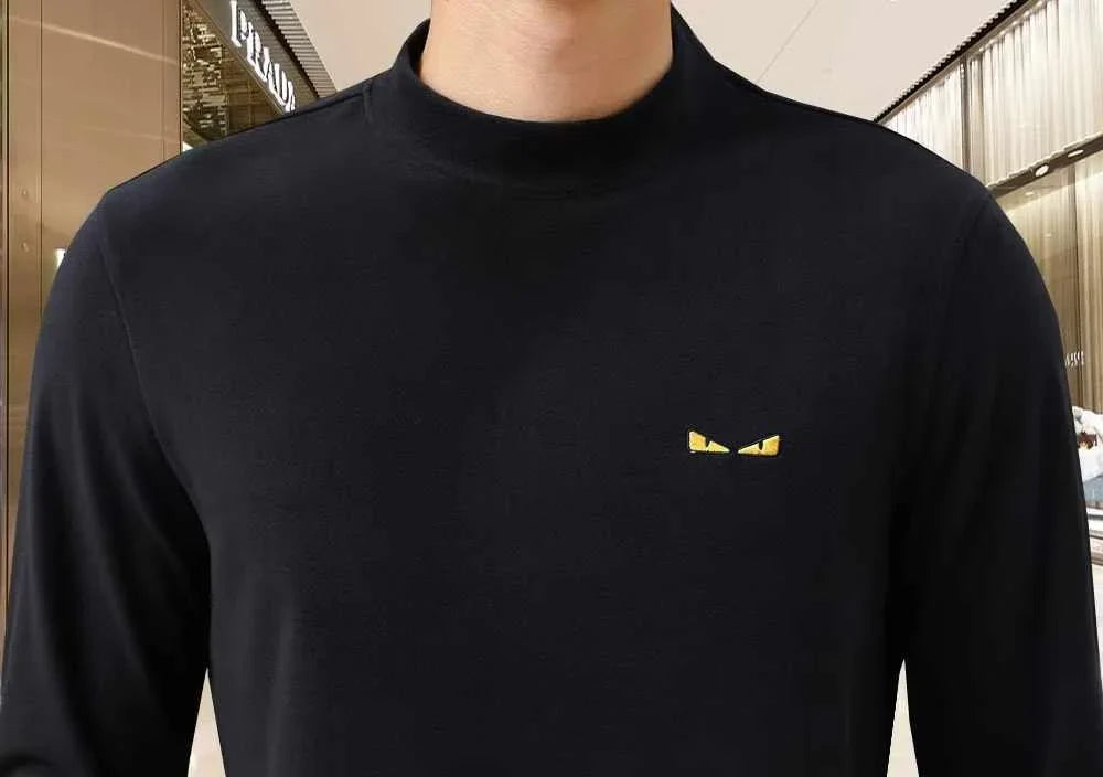 FENDI ||  Little Monster Eye Logo Velvet Fleece T-Neck Pullover