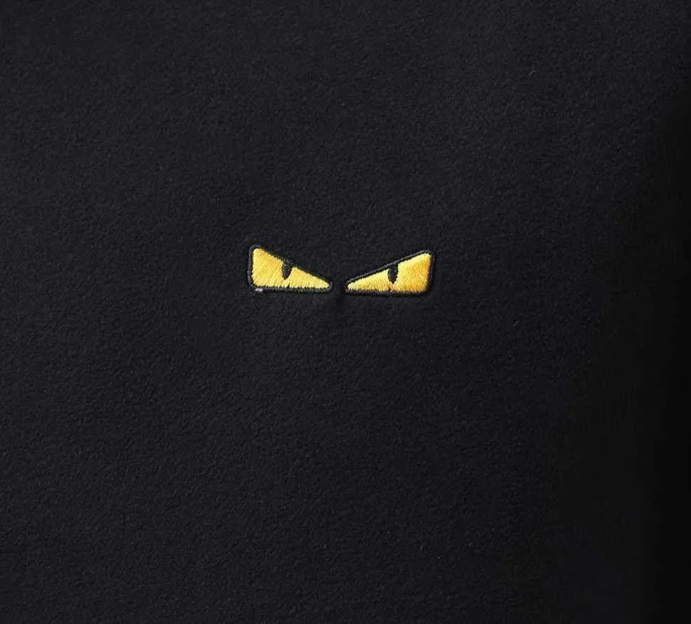 FENDI ||  Little Monster Eye Logo Velvet Fleece T-Neck Pullover