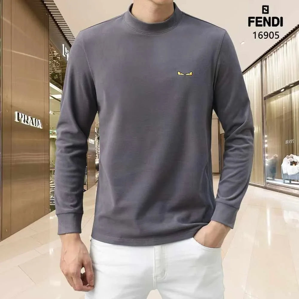 FENDI ||  Little Monster Eye Logo Velvet Fleece T-Neck Pullover