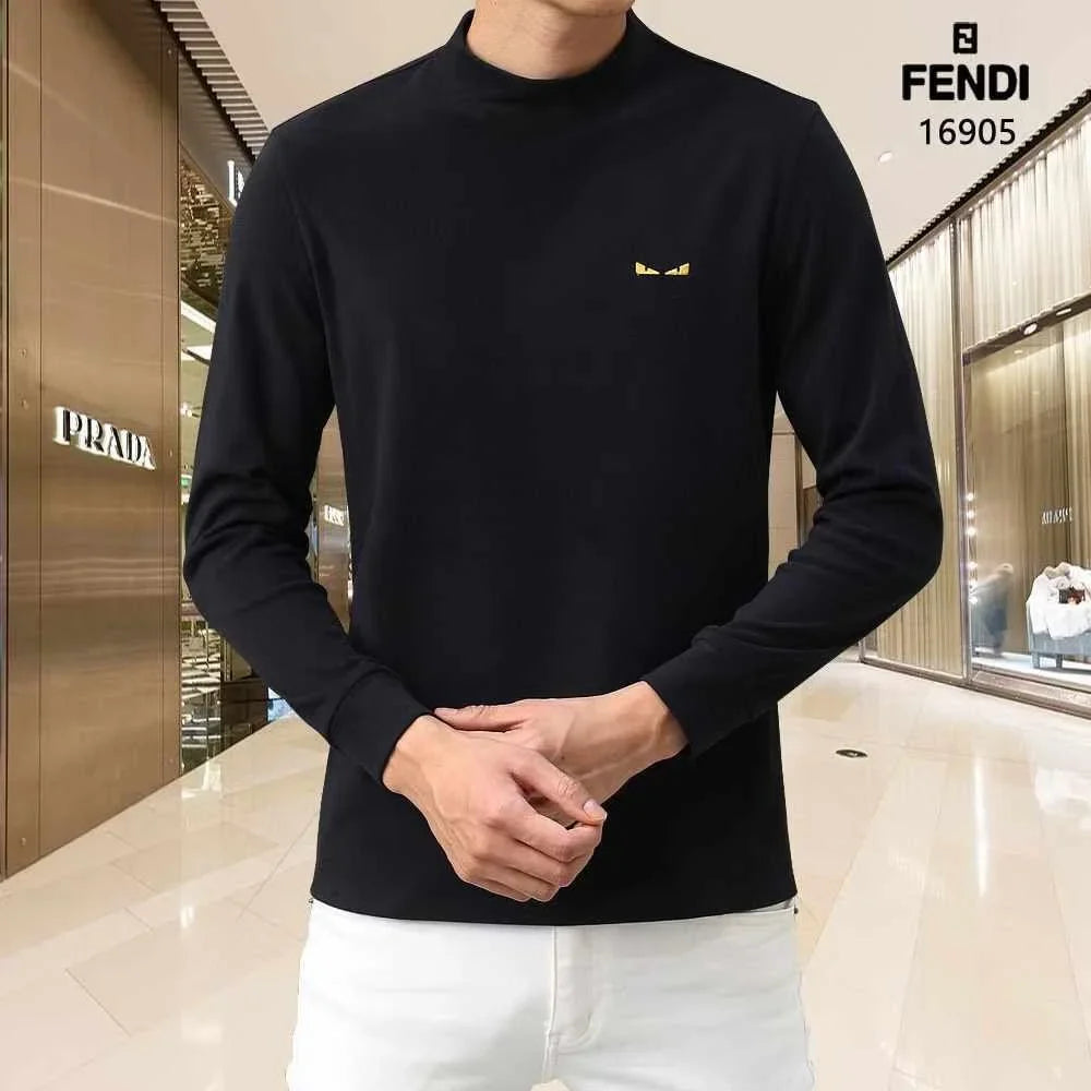 FENDI ||  Little Monster Eye Logo Velvet Fleece T-Neck Pullover