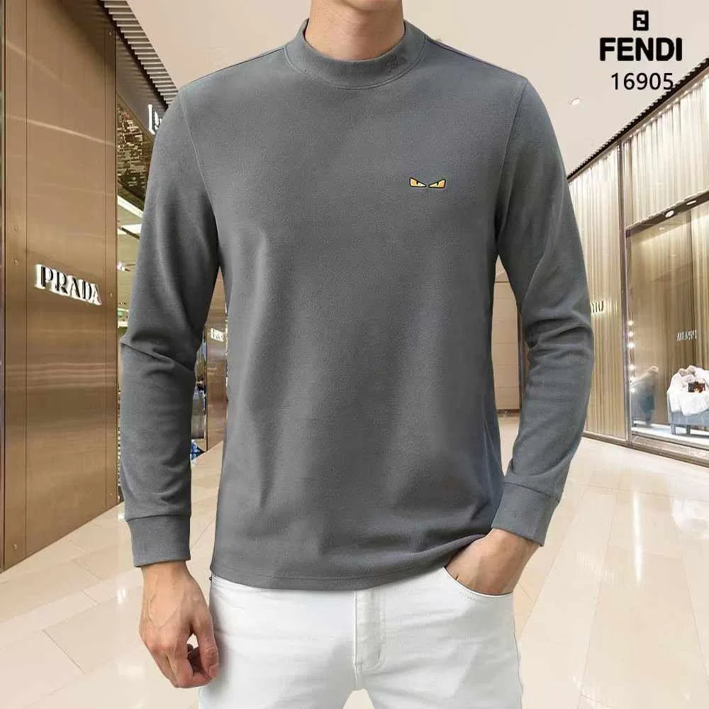 FENDI ||  Little Monster Eye Logo Velvet Fleece T-Neck Pullover