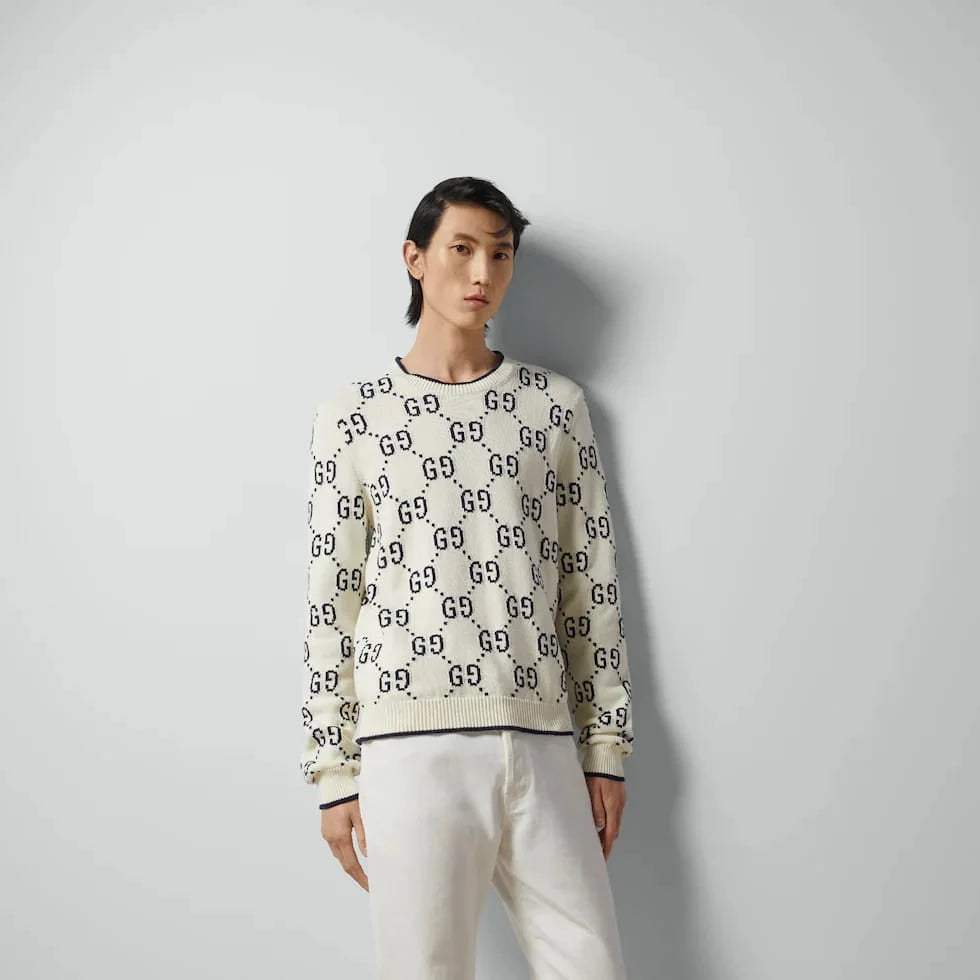 GUCCI || All Over GG Logo-Jacquard Wool Sweater