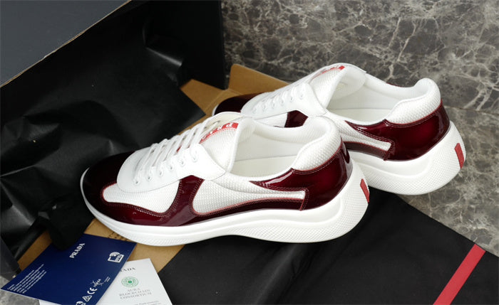 PRADA AMERICA'S CUP SNEAKERS IN BURGUNDY AND WHITE