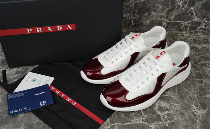 PRADA AMERICA'S CUP SNEAKERS IN BURGUNDY AND WHITE