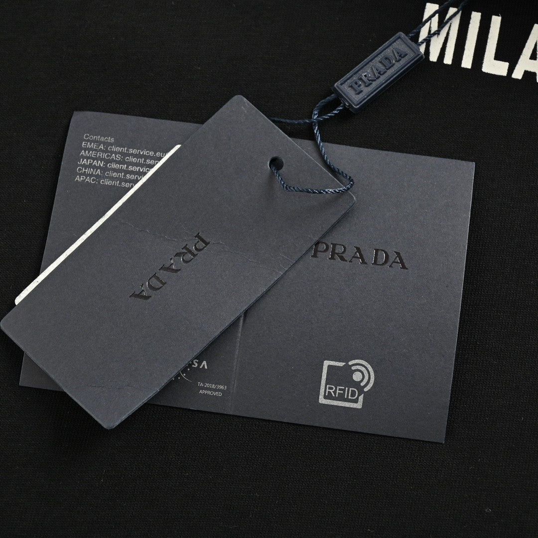 Prada Statement T-Shirt - Sleek Black with Striking Logo Design