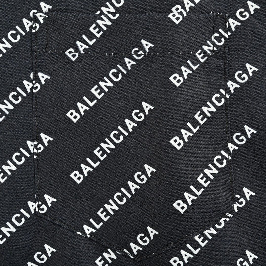 Balenciaga All-Over Logo Print Shirt (Black)