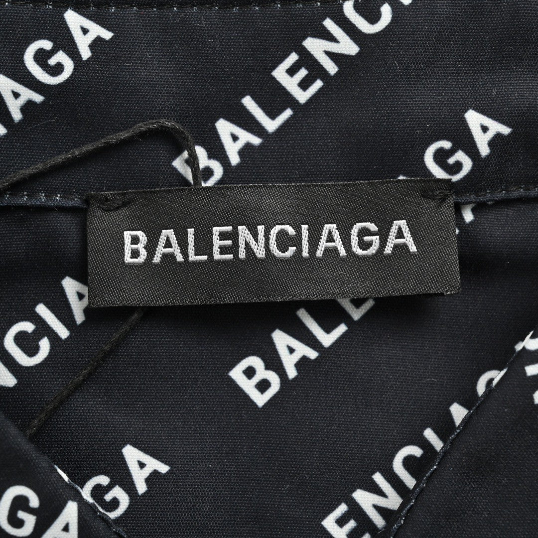 Balenciaga All-Over Logo Print Shirt (Black)