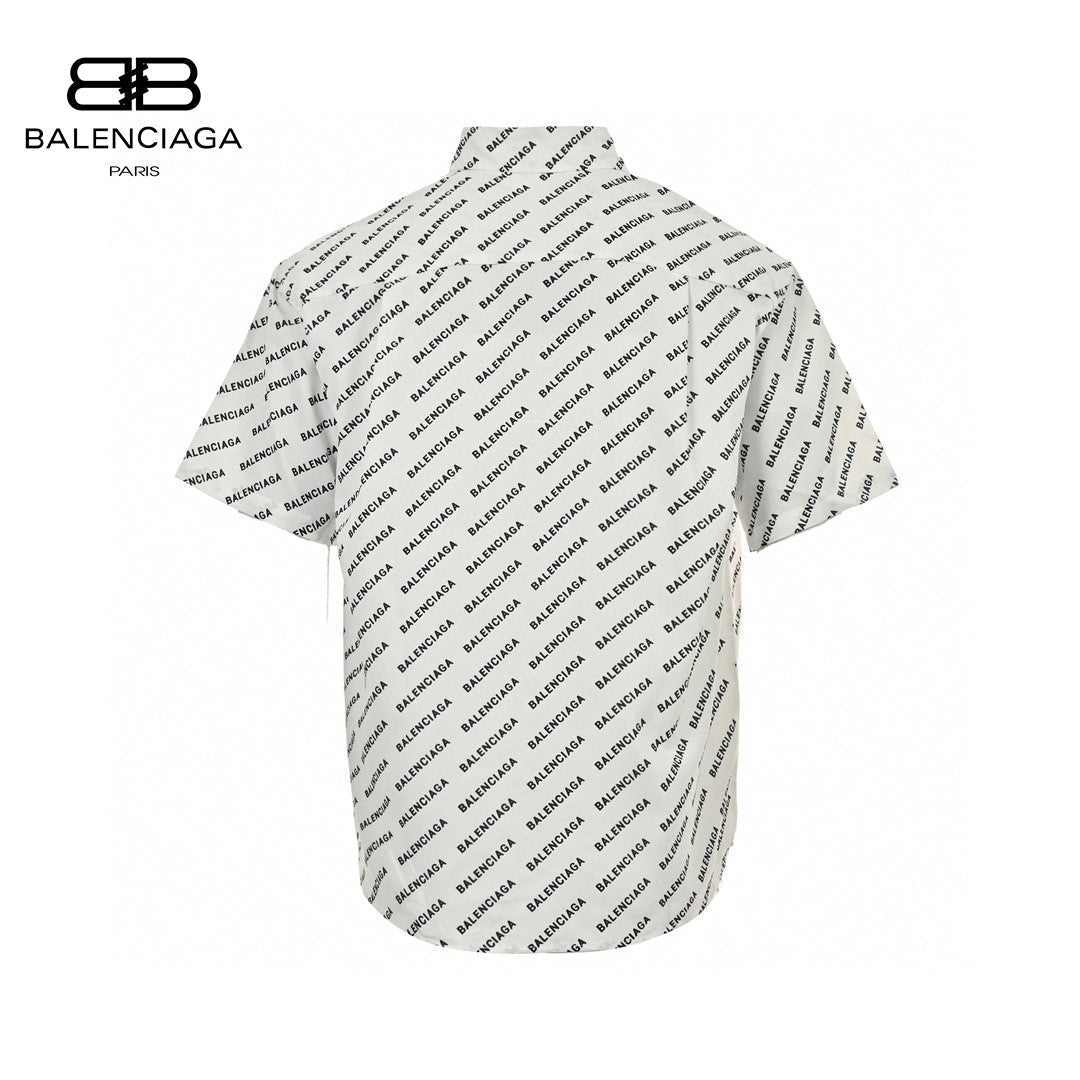 Balenciaga All-Over Logo Print Shirt (White)