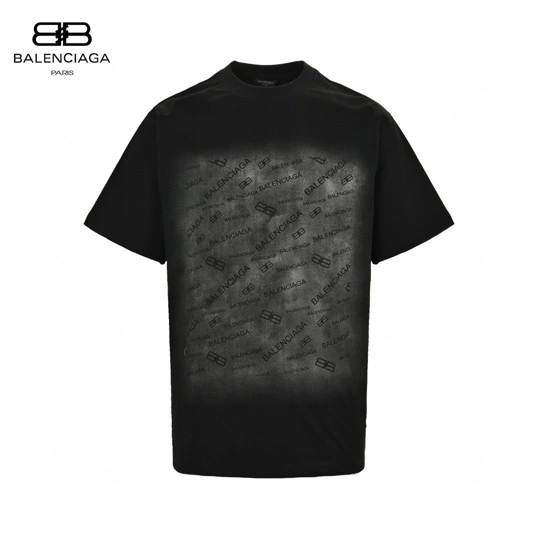 Balenciaga All-Over Logo Print T-Shirt (Black)