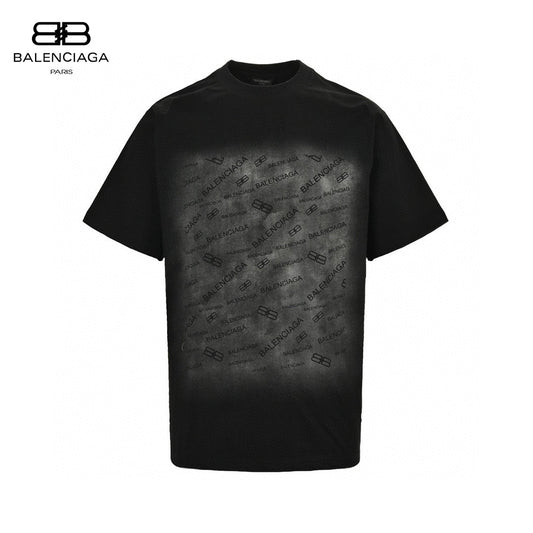 Balenciaga All-Over Logo Print T-Shirt (Black)