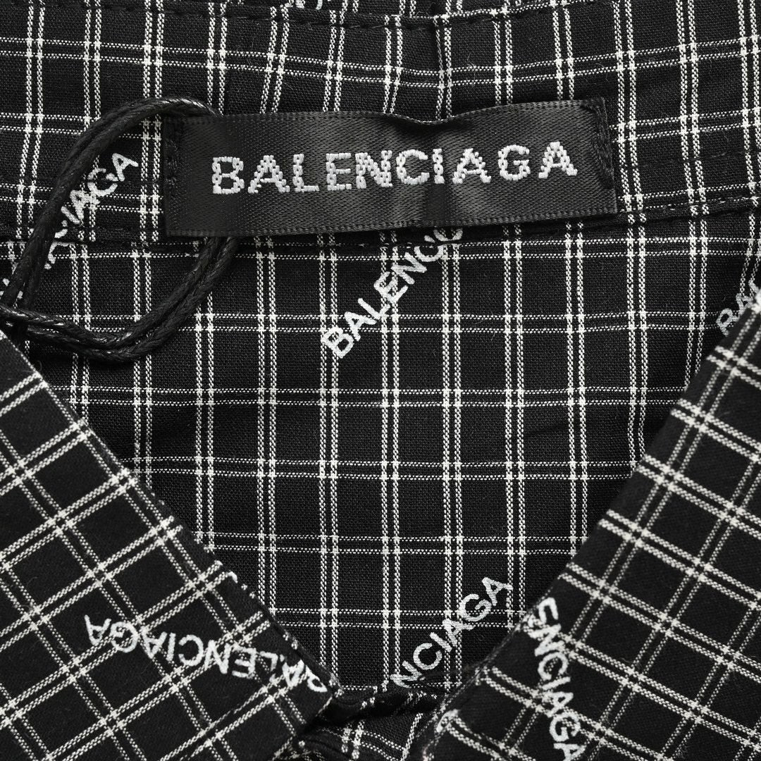 Balenciaga Allover Logo Check Shirt