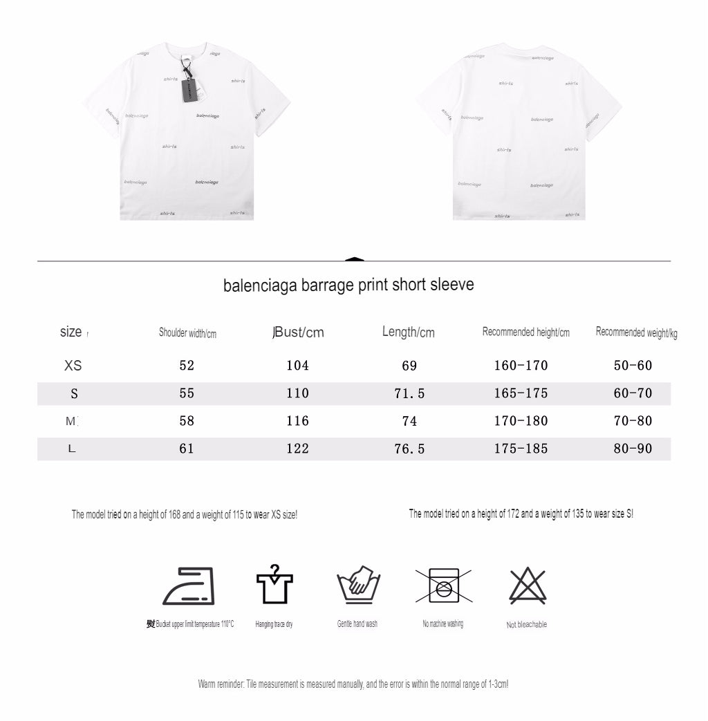 Balenciaga Allover Logo Print T-Shirt - White