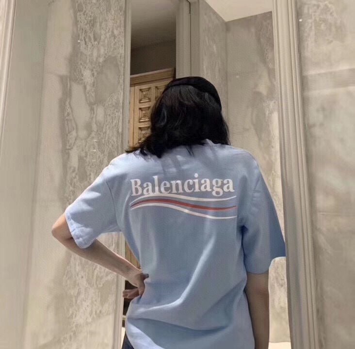 Balenciaga Basic Logo T-Shirt - Light Blue