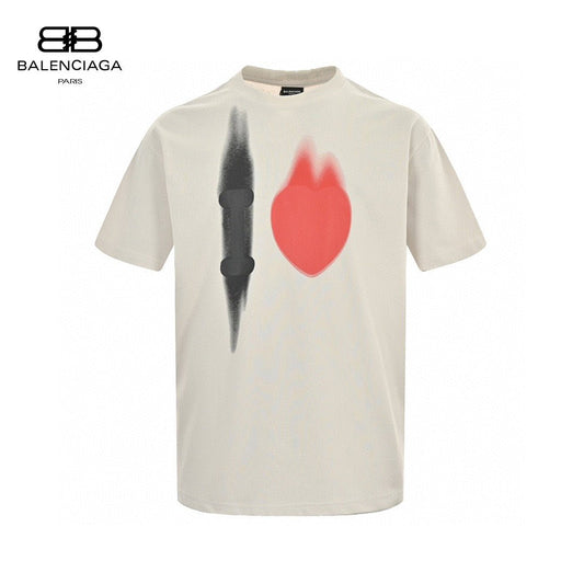 Balenciaga Beige T-Shirt with Abstract Graphic