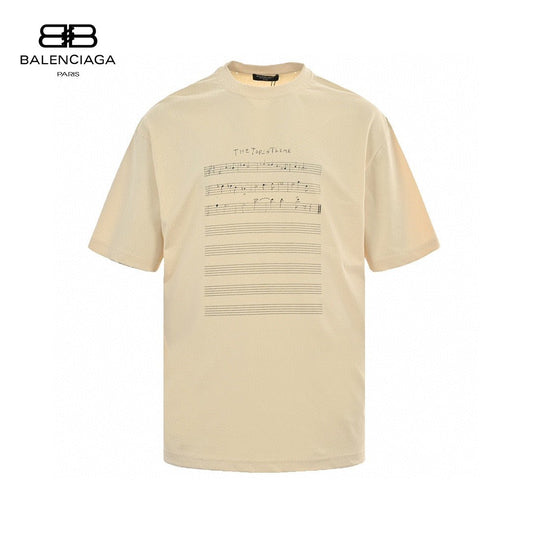 Balenciaga Beige T-Shirt with Musical Notes