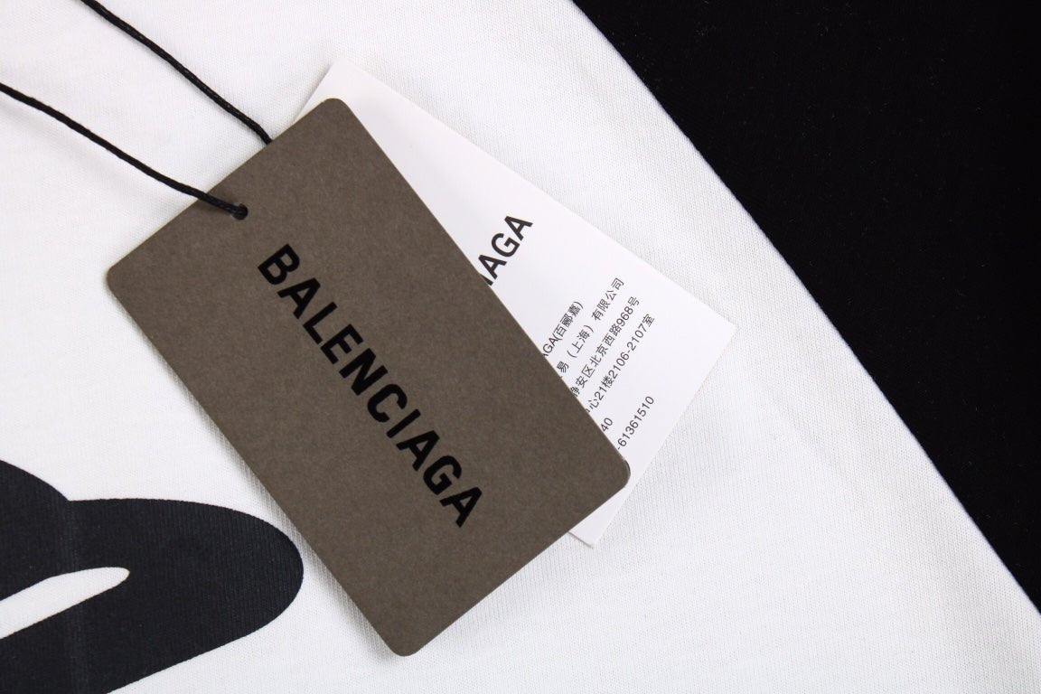 BALENCIAGA LOGO PRINT T-SHIRT BLACK WHITE