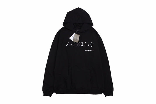 Balenciaga Black Distorted Logo Hoodie