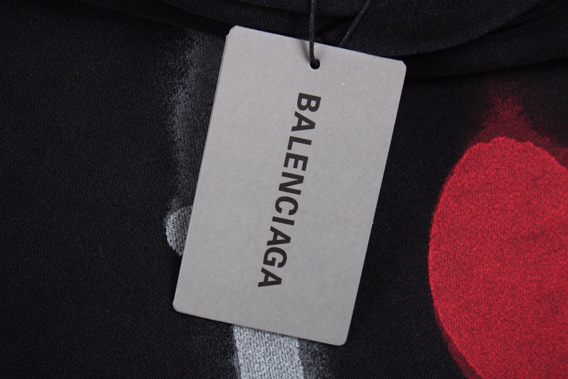 Balenciaga Black Hoodie with "I Love" Graphic