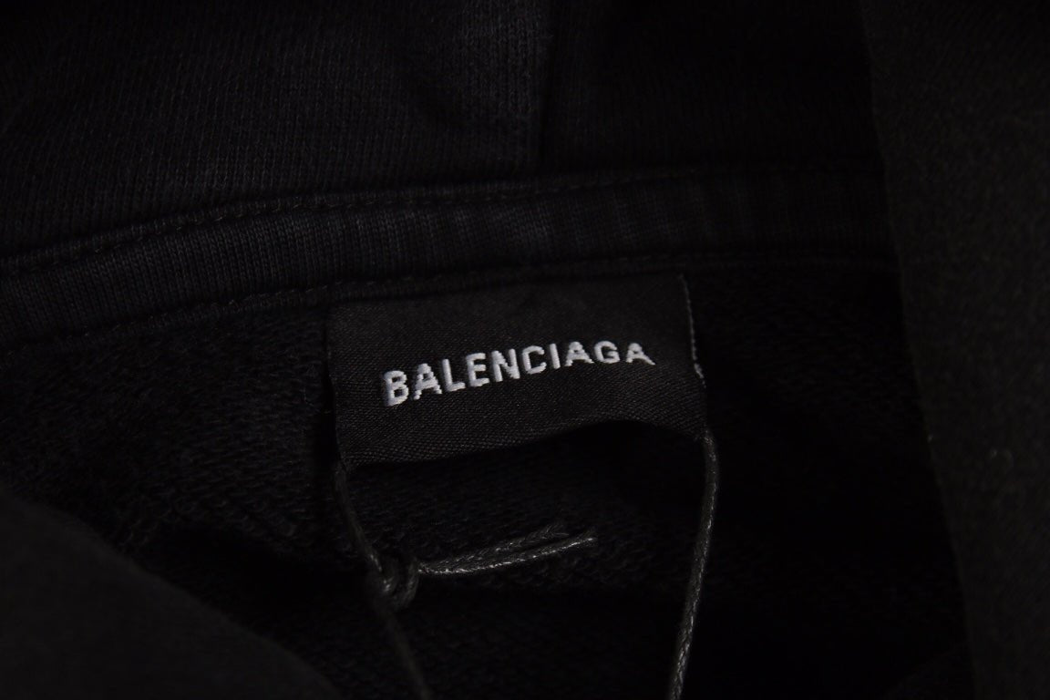 Balenciaga Black Hoodie with "I Love" Graphic