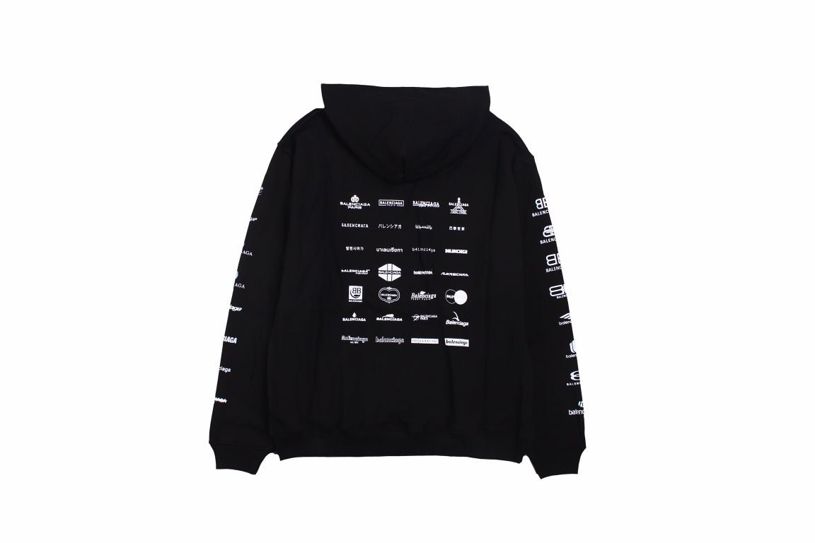 Balenciaga Black Multilogo Hoodie