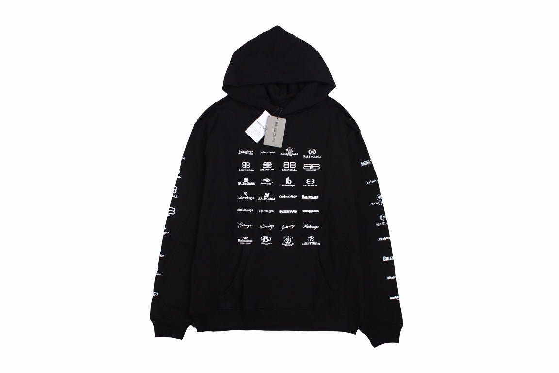 Balenciaga Black Multilogo Hoodie