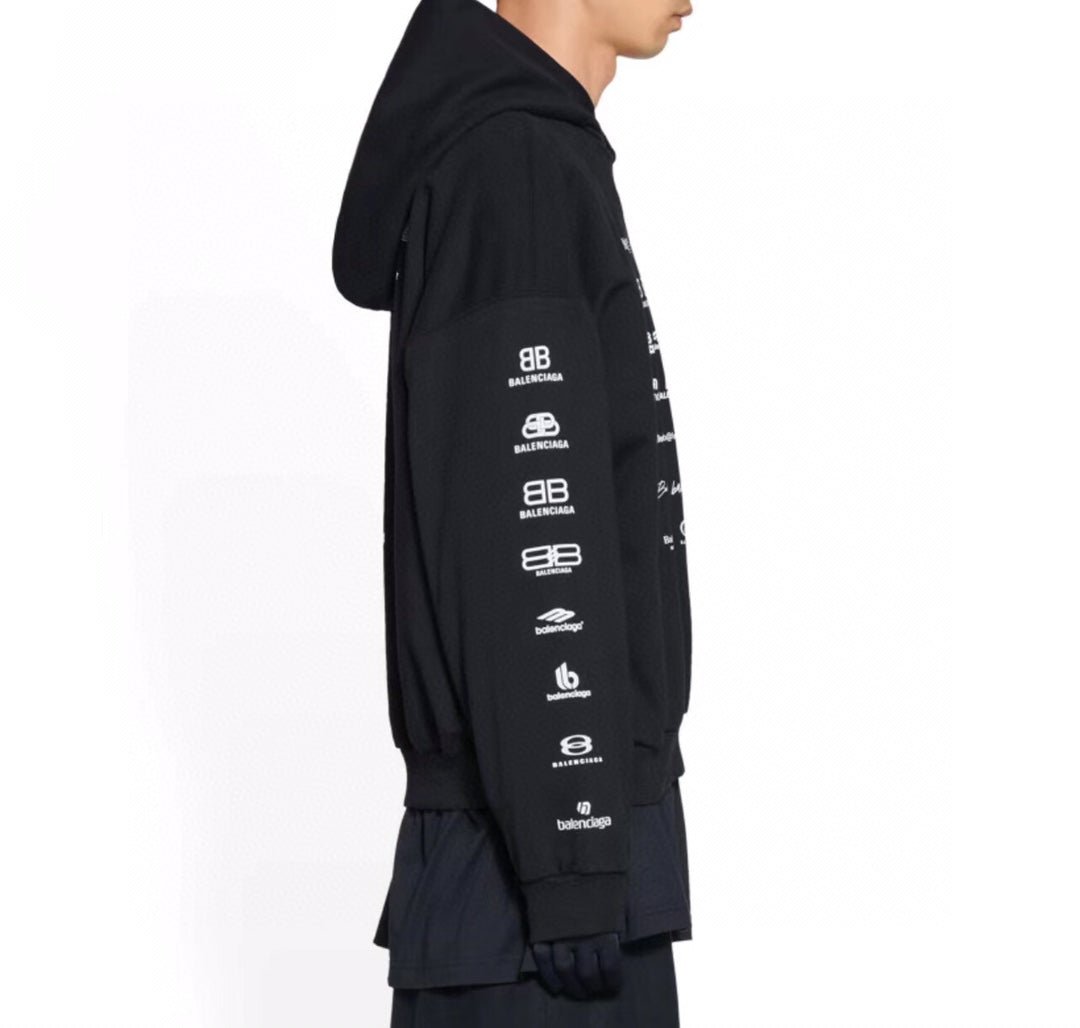 Balenciaga Black Multilogo Hoodie