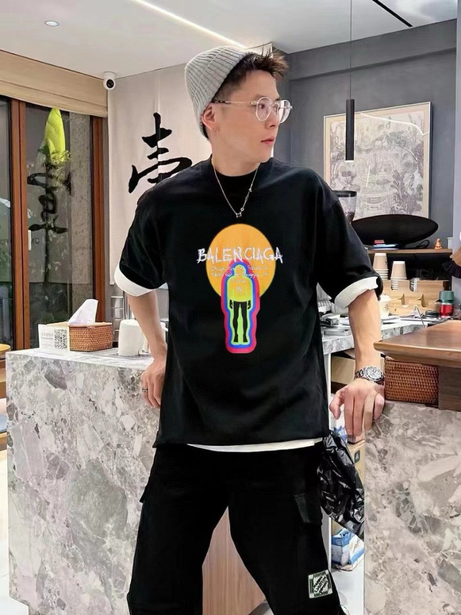 Balenciaga Black T-Shirt with Graphic Design