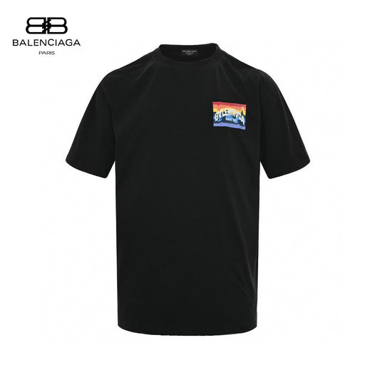 Balenciaga Black T-Shirt with Mountain Graphic