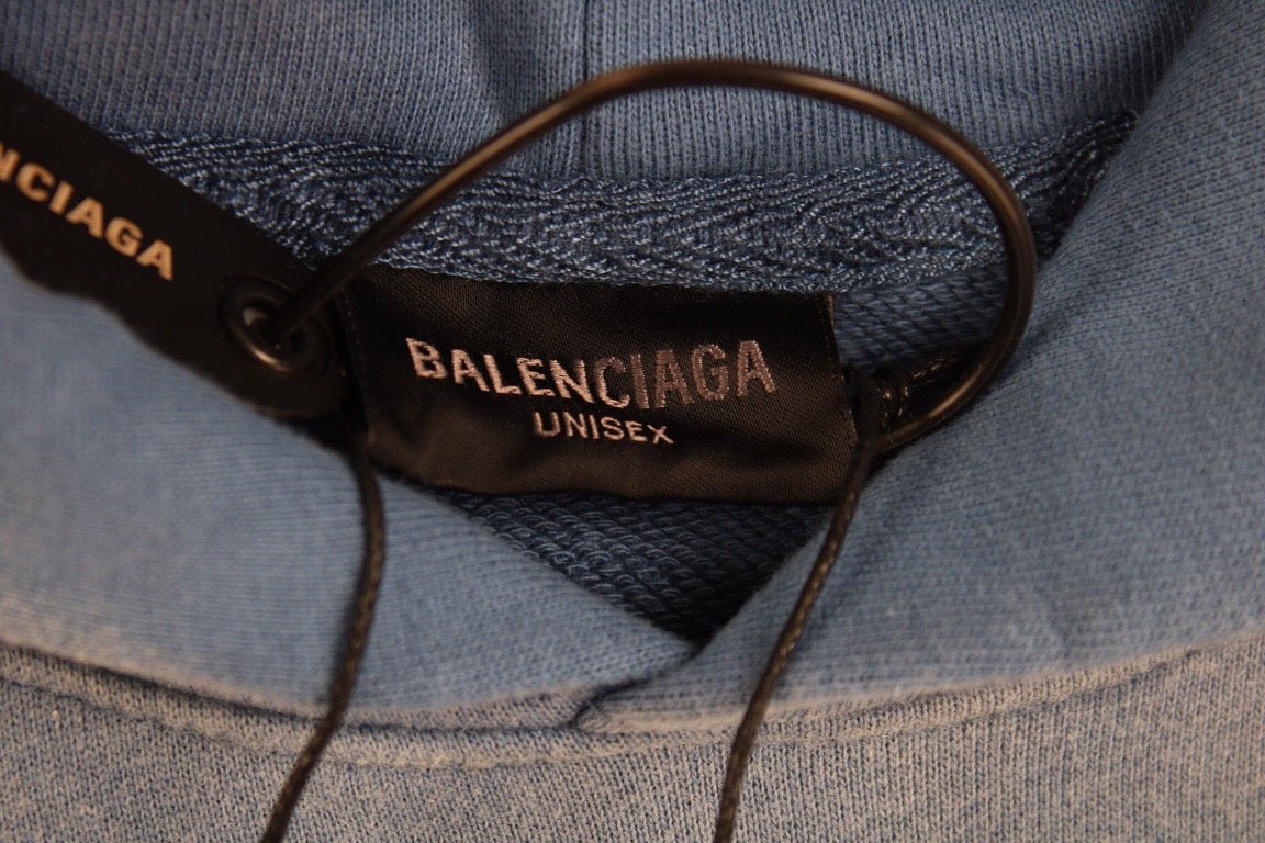 BALENCIAGA GRAPHIC LOGO HOODIE BLUE