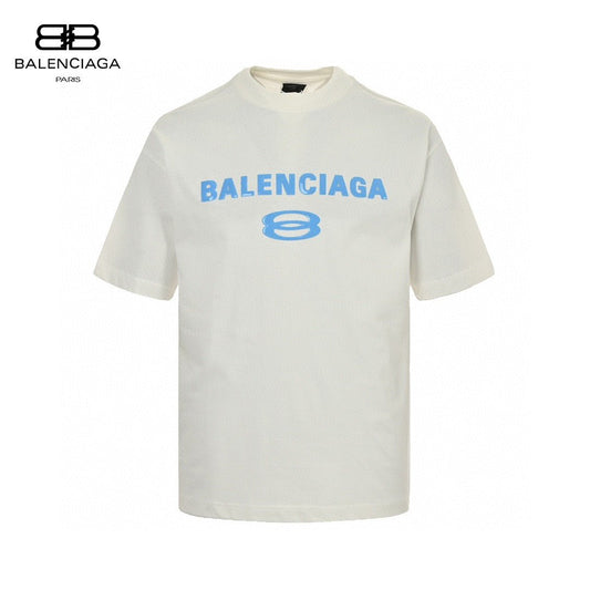 Balenciaga Blue Logo T-Shirt (White)