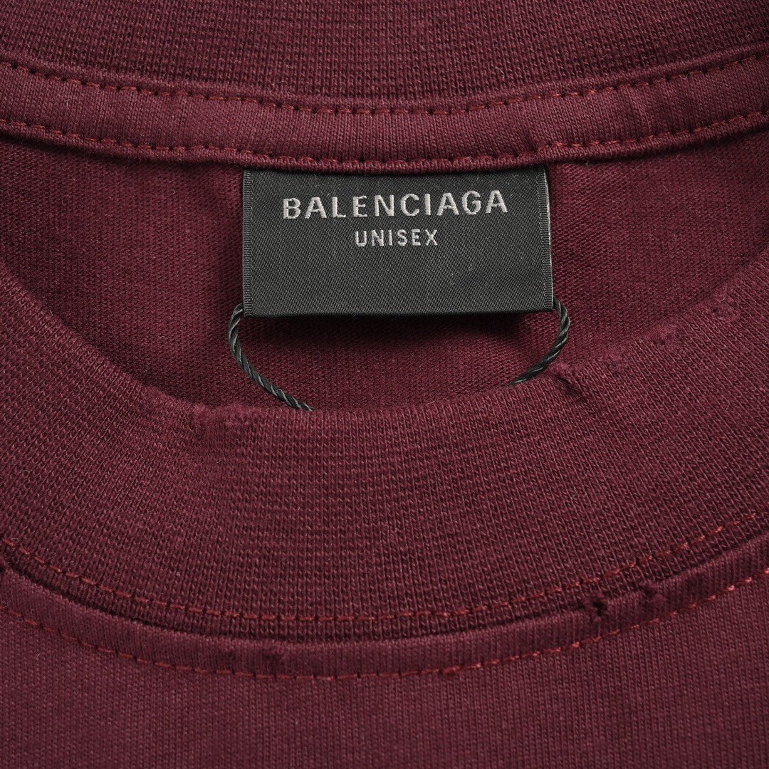 Balenciaga Burgundy Logo T-Shirt