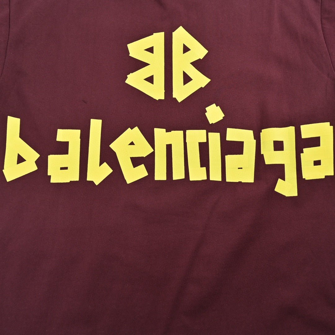 Balenciaga Burgundy Logo T-Shirt