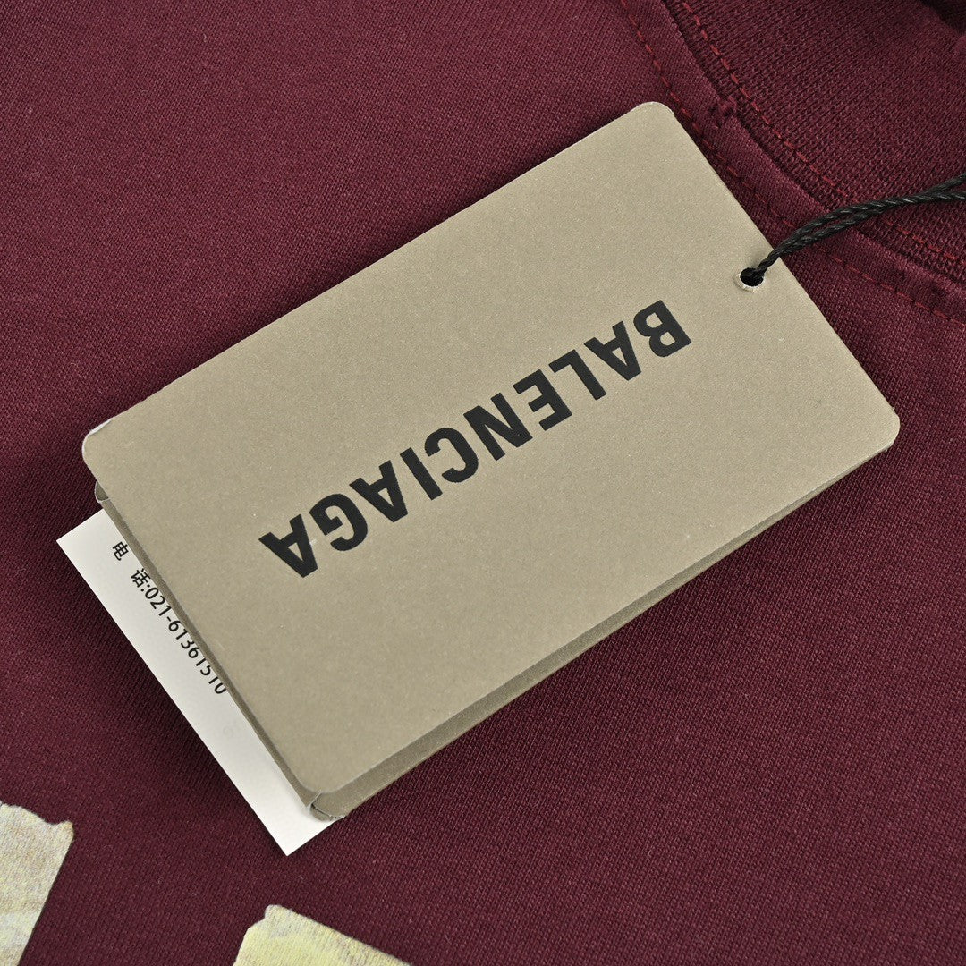 Balenciaga Burgundy Logo T-Shirt