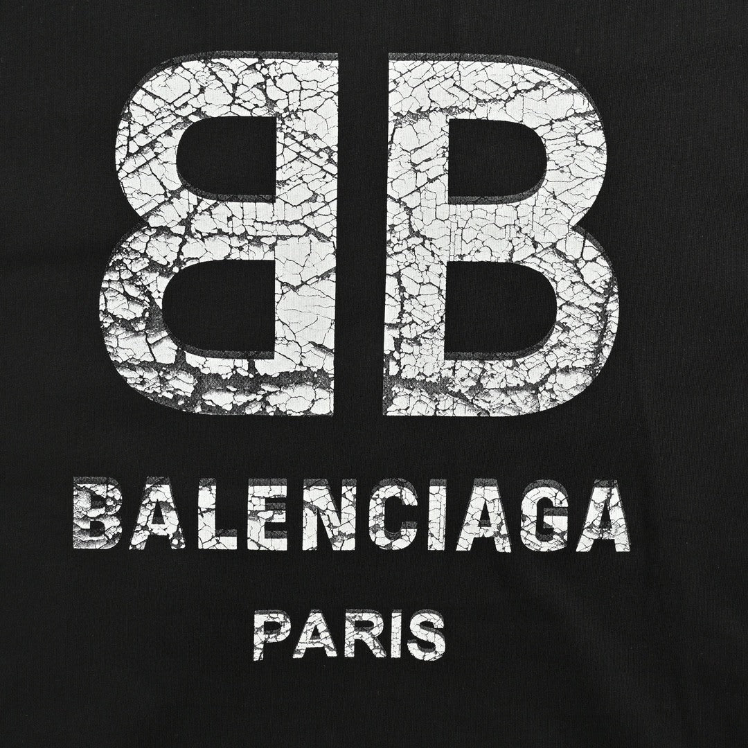 Balenciaga Cracked Logo T-Shirt (Black)