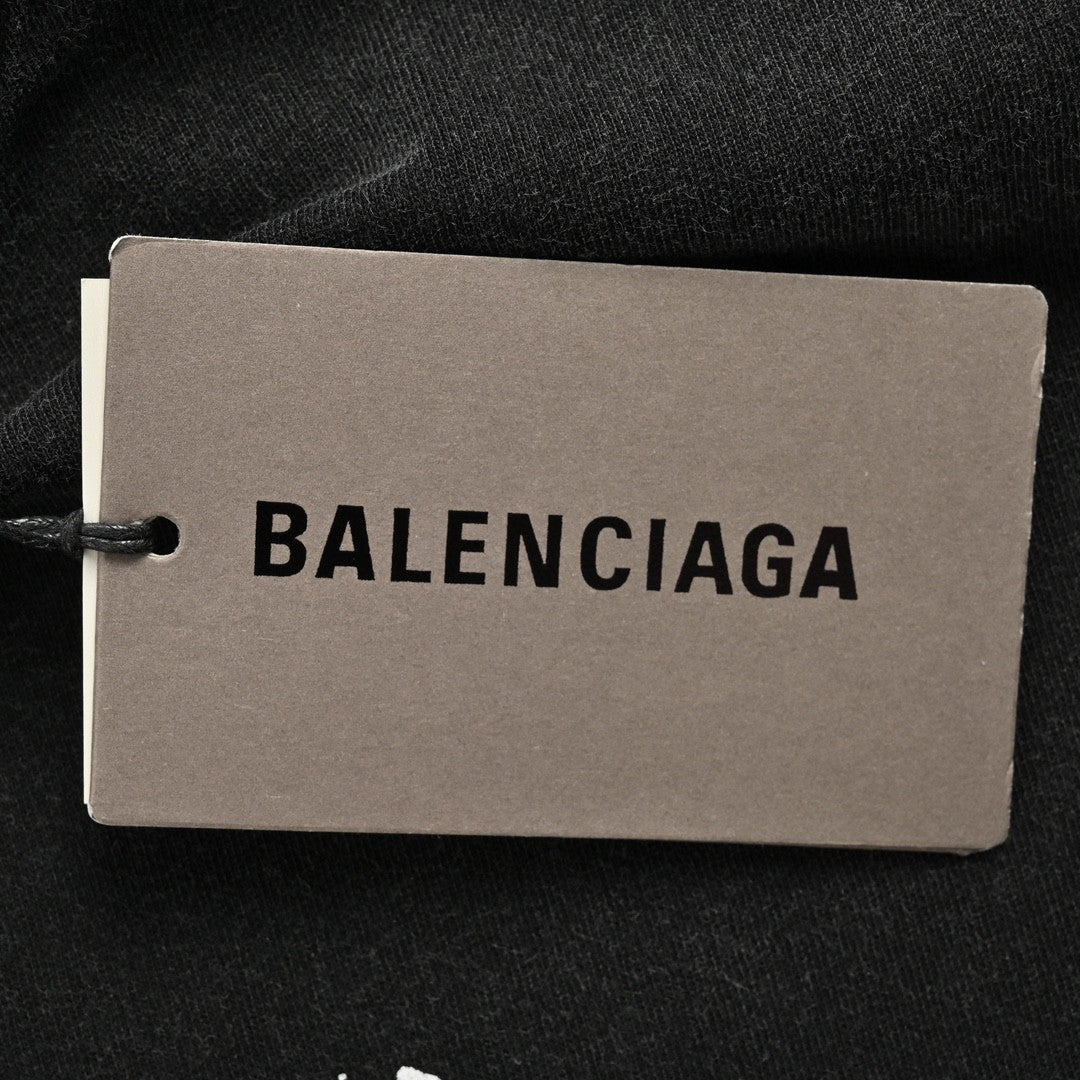 Balenciaga Distressed Logo T-Shirt in Black