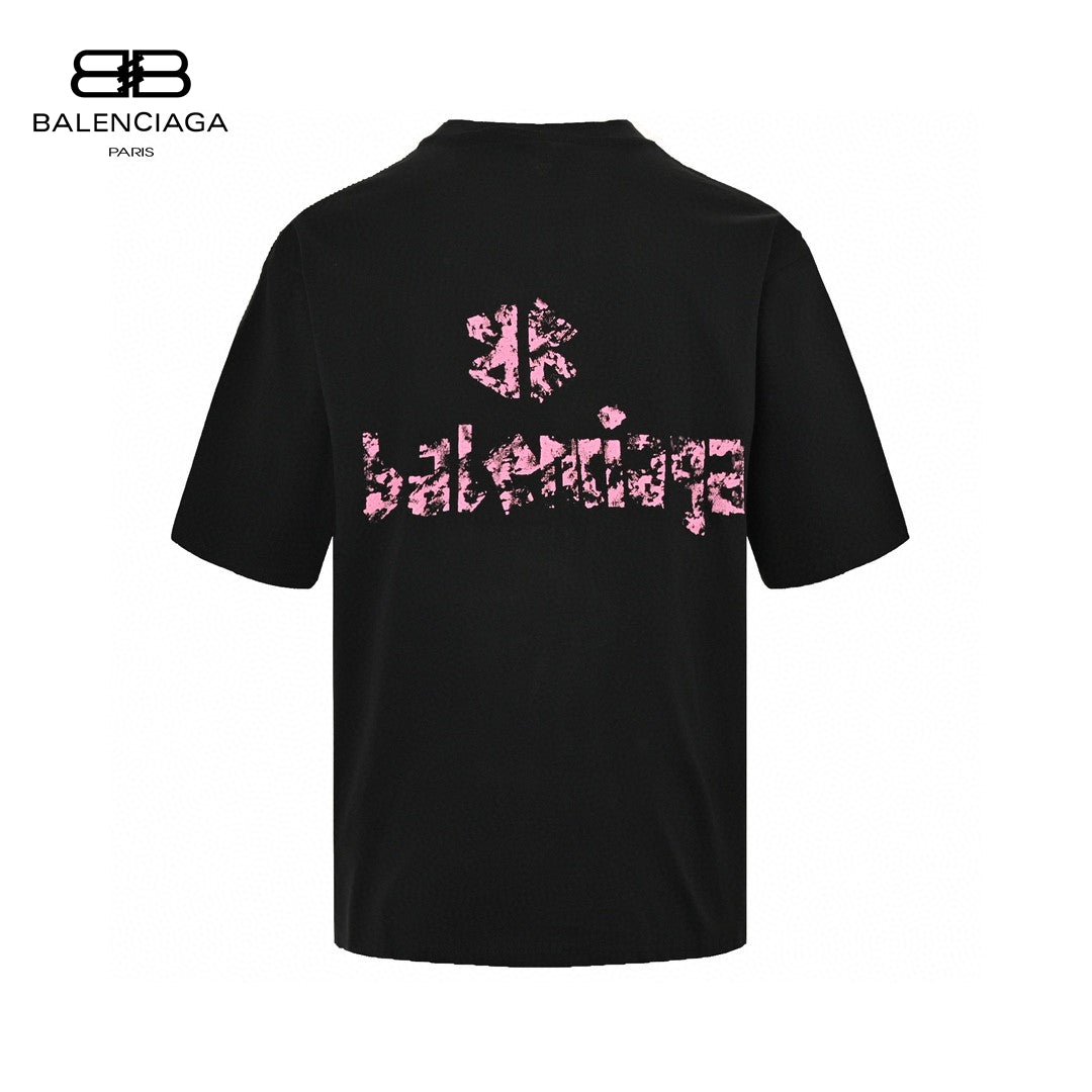 Balenciaga Distressed Logo T-Shirt in Black