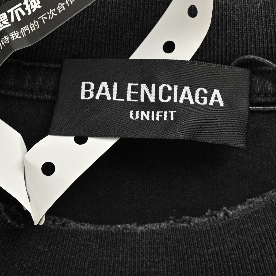 Balenciaga Distressed Logo T-Shirt in Black