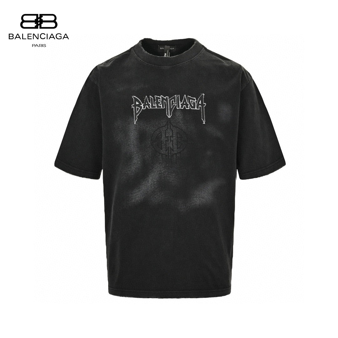 Balenciaga Distressed Logo T-Shirt in Black