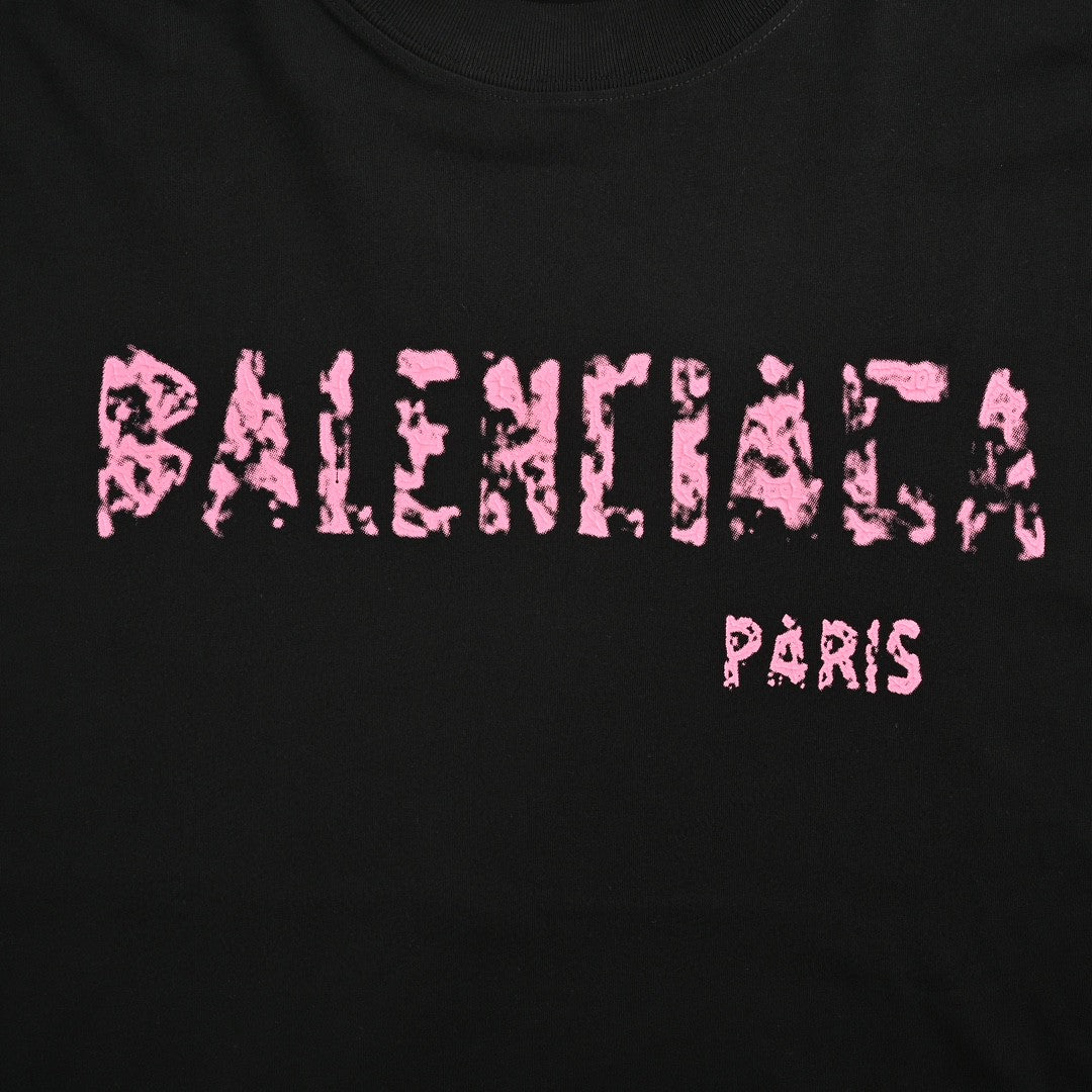 Balenciaga Distressed Logo T-Shirt in Black