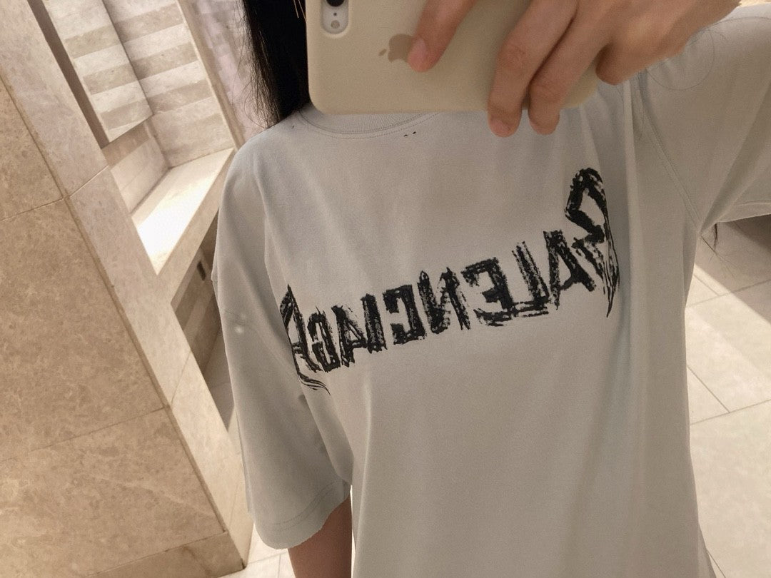 Balenciaga Distressed Logo T-Shirt in White