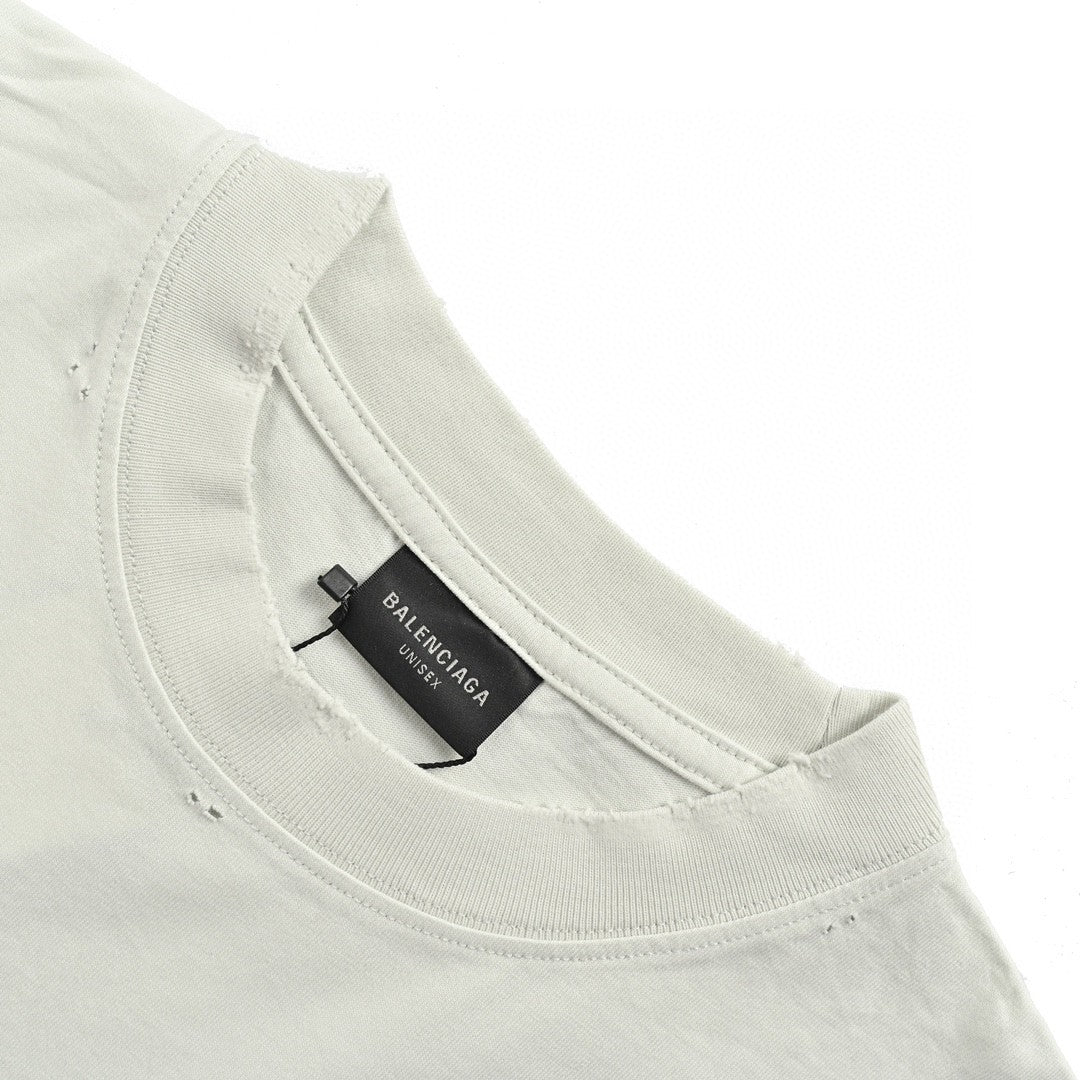 Balenciaga Distressed Logo T-Shirt in White